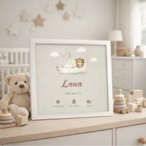 Személyre szabható papírhajós babakép, babaposzter