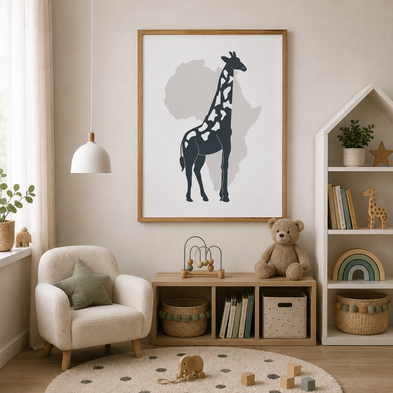 Zsiráfos kép gyerekszobába, minimal design - 2. kép