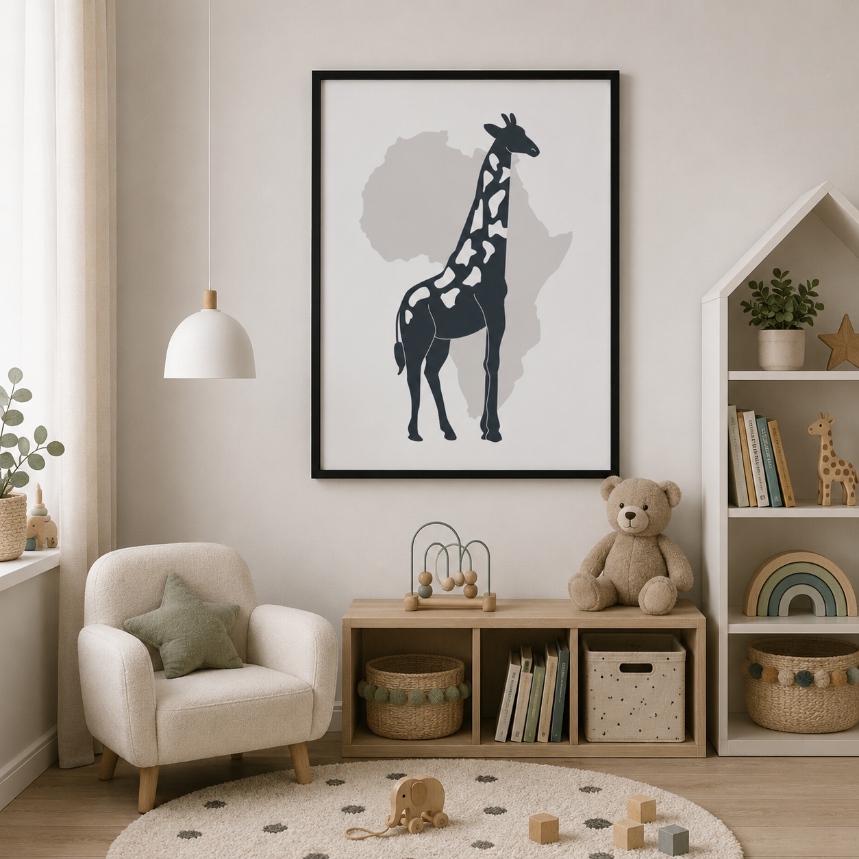 Zsiráfos kép gyerekszobába, minimal design - 3. kép