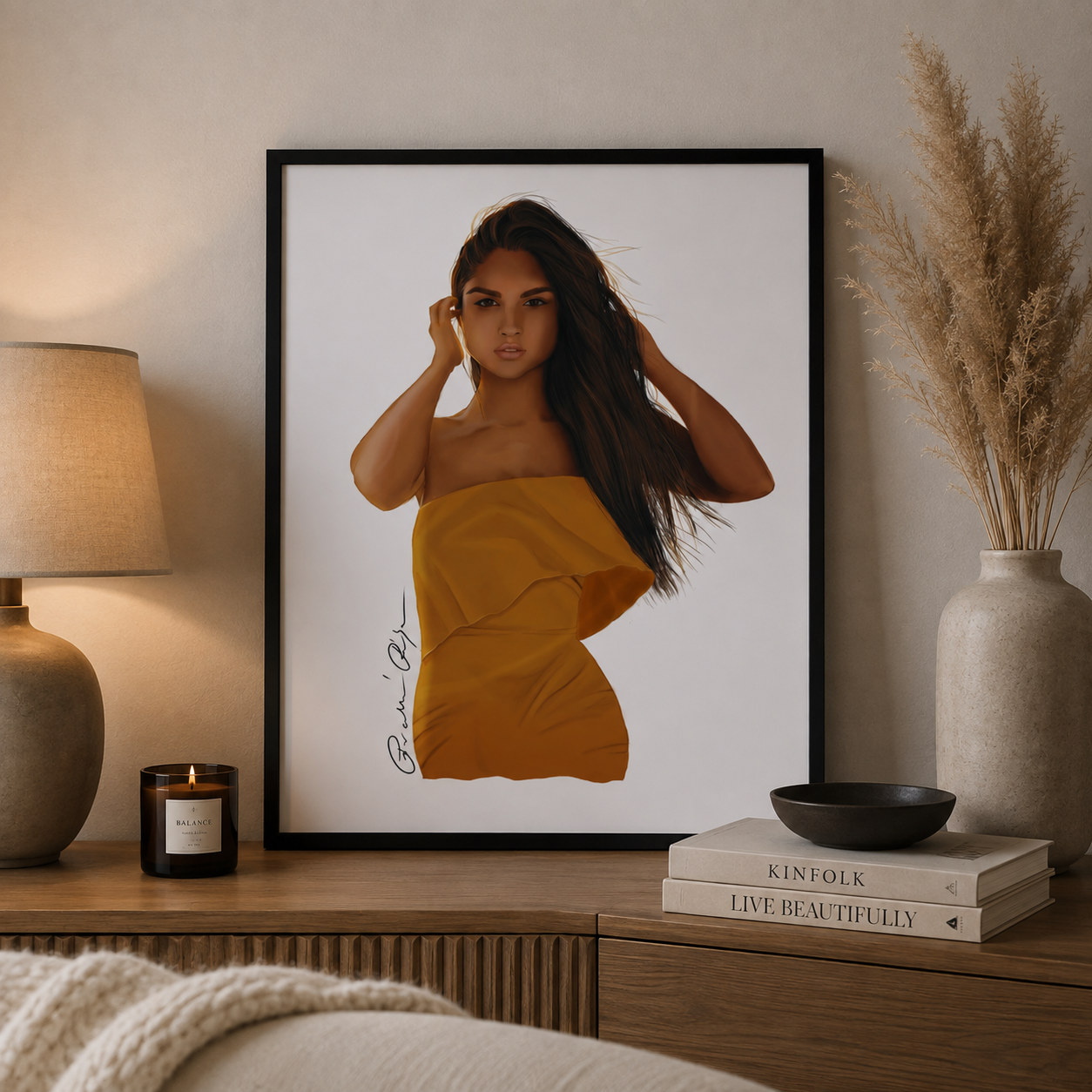 Sárga ruhás lány, fashion, divatkép - 3. kép