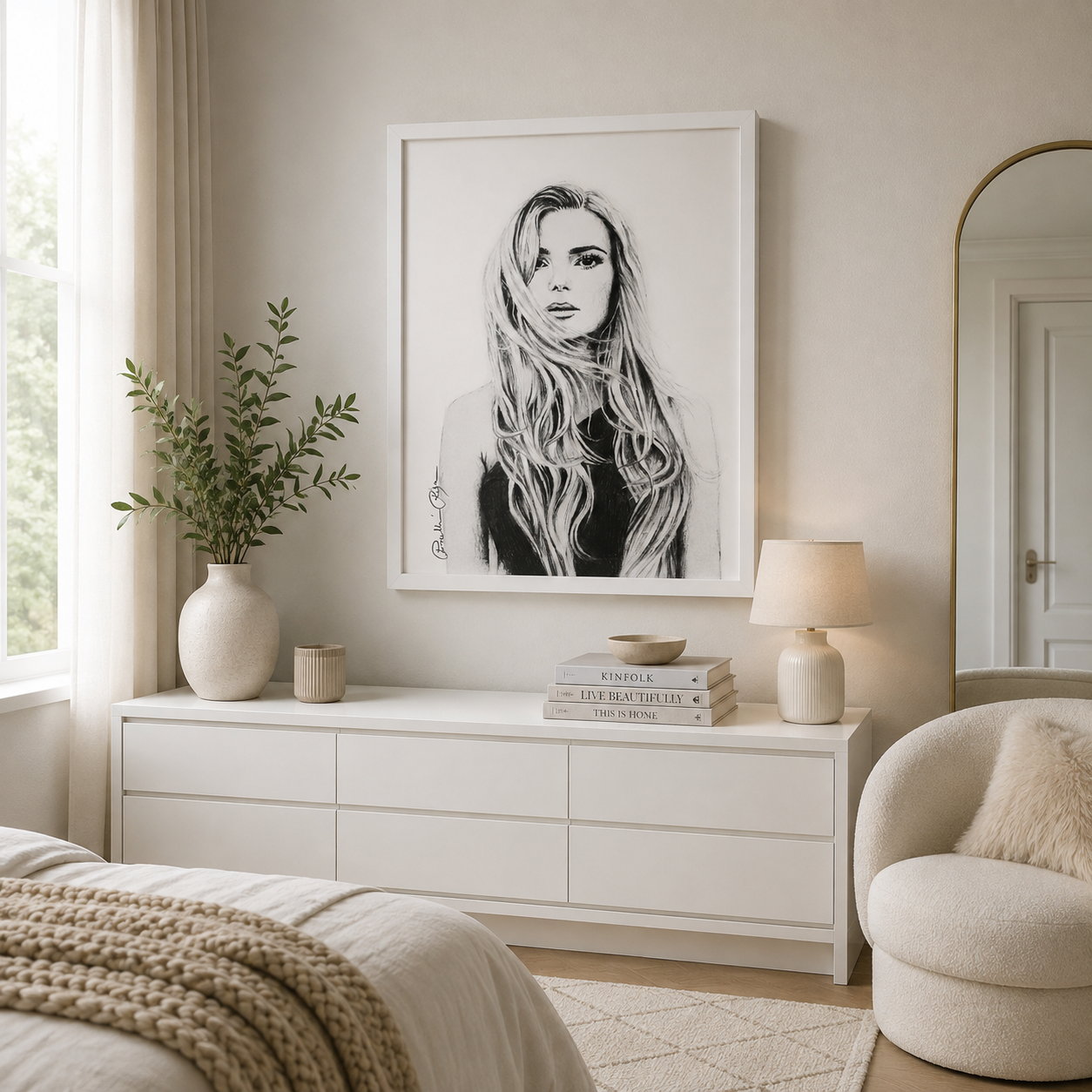 Nőt ábrázoló kép, otthondekor, egyedi grafika - 5. kép