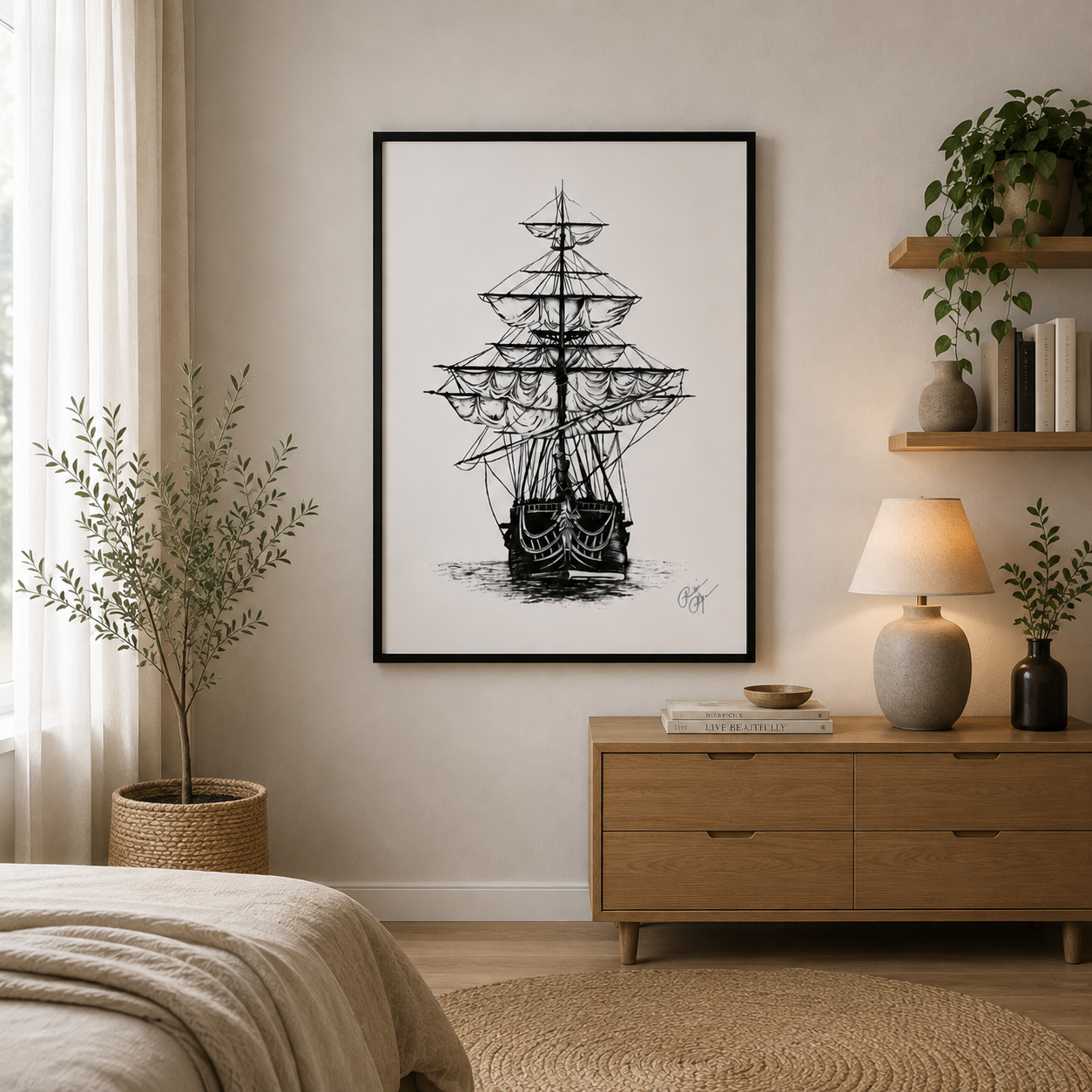 Hajós kép, egyedi grafika, lakásdekoráció - 6. kép