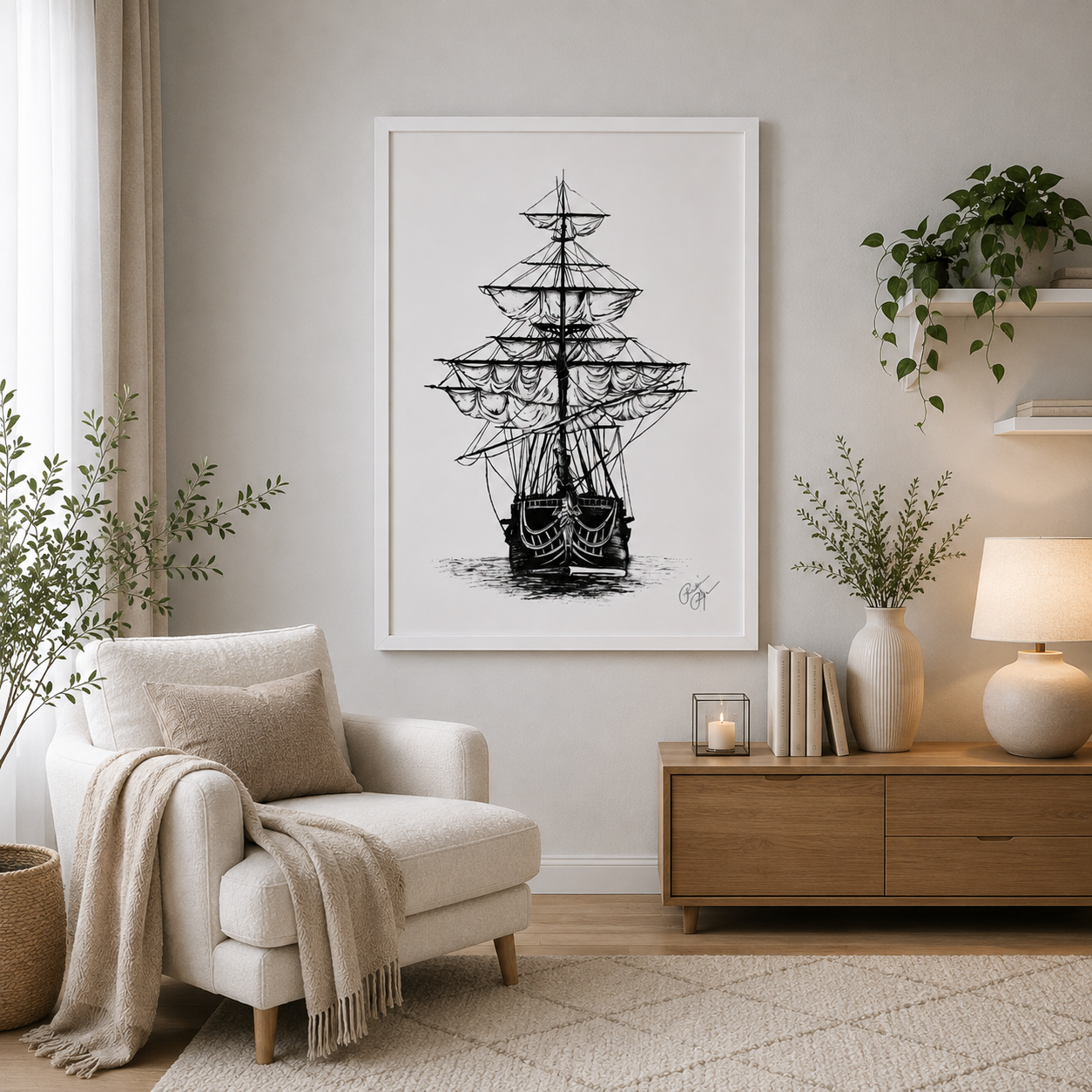 Hajós kép, egyedi grafika, lakásdekoráció - 5. kép