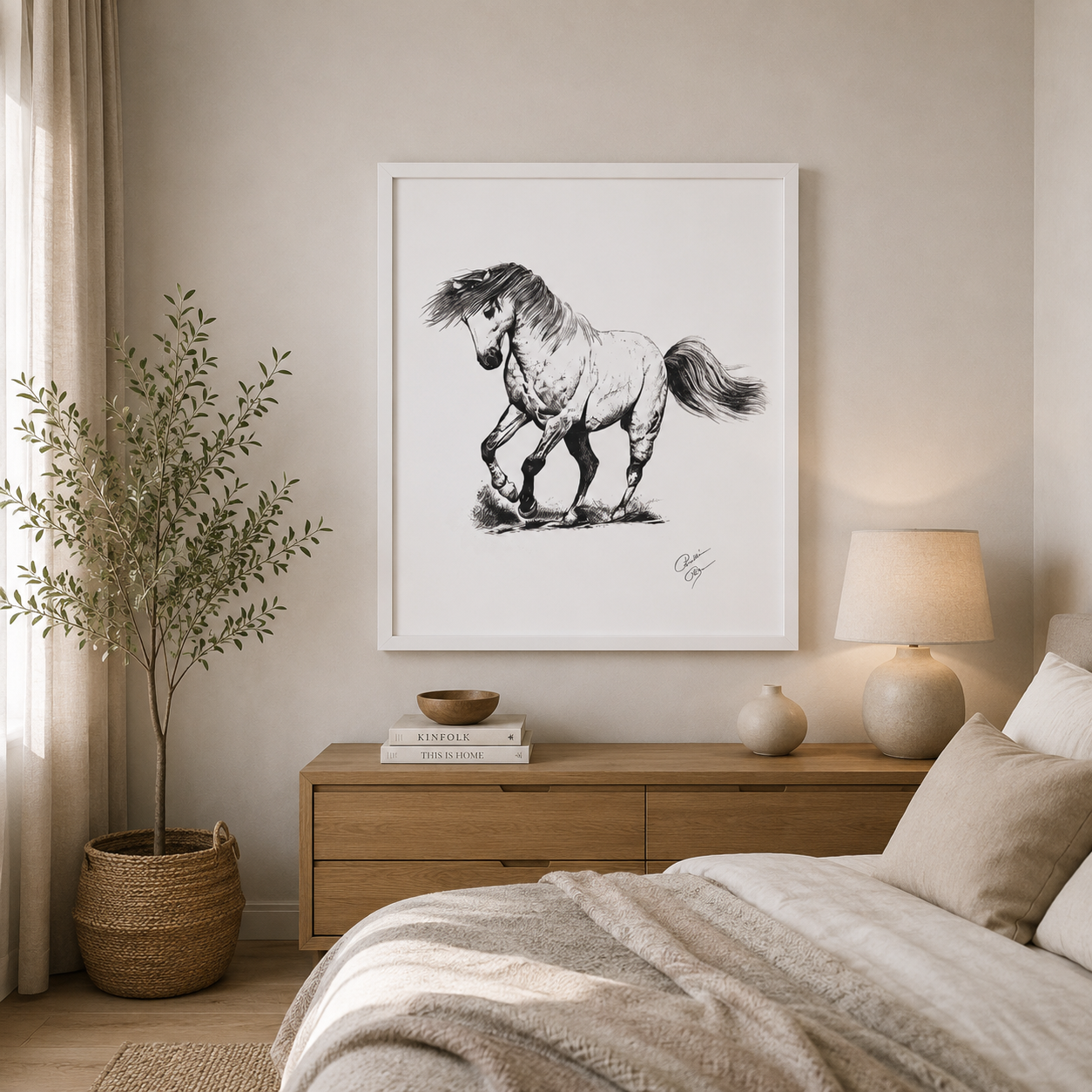 Lovat ábrázoló kép, egyedi grafika, lakásdekoráció - 5. kép