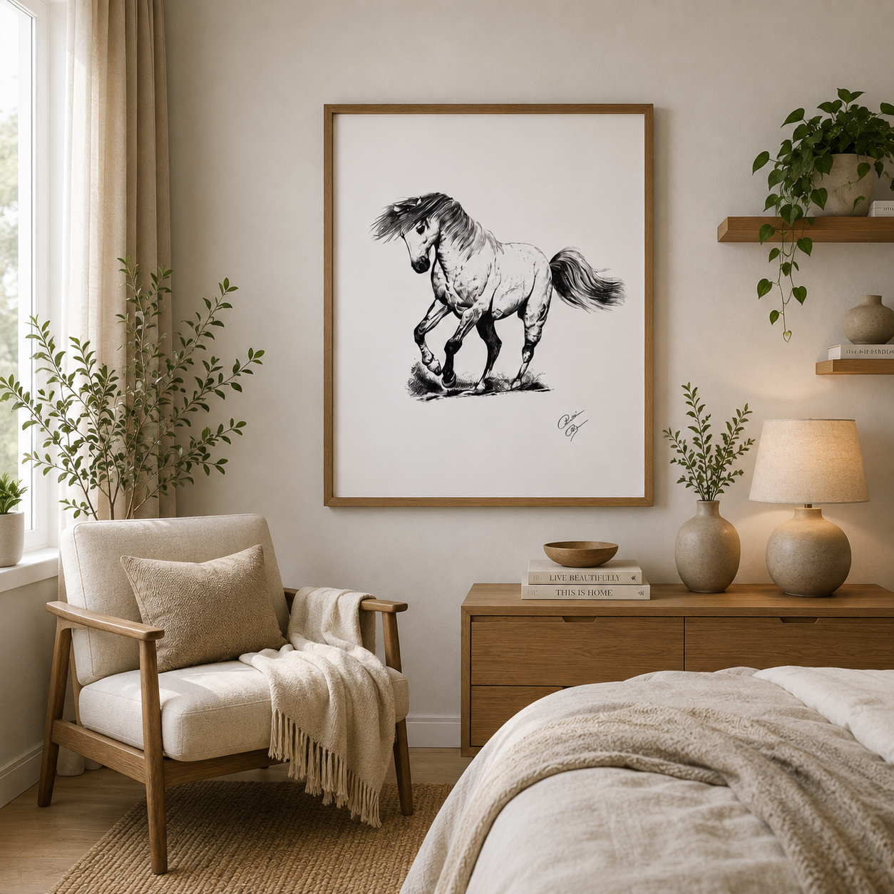 Lovat ábrázoló kép, egyedi grafika, lakásdekoráció - 4. kép