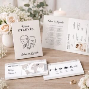 Esküvői útlevél, repülőjegy - útlevél formájú esküvői meghívó