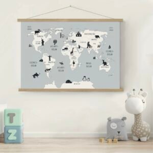 Fali térkép egyedi illusztrációkkal