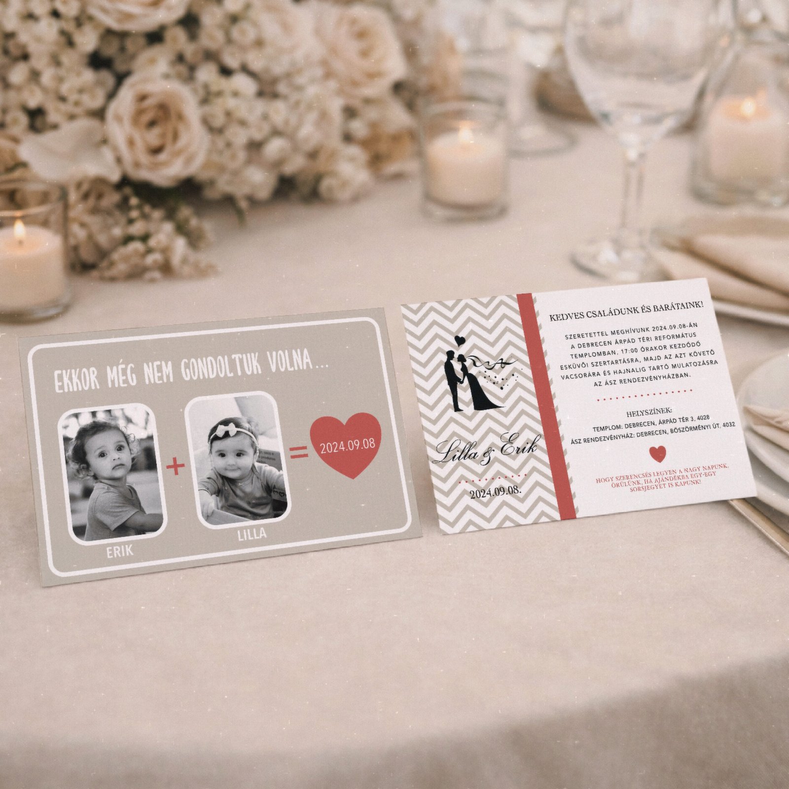 Esküvői meghívó pár gyerekkori képeivel - Image 3