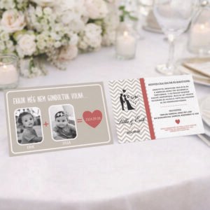 Esküvői meghívó pár gyerekkori képeivel