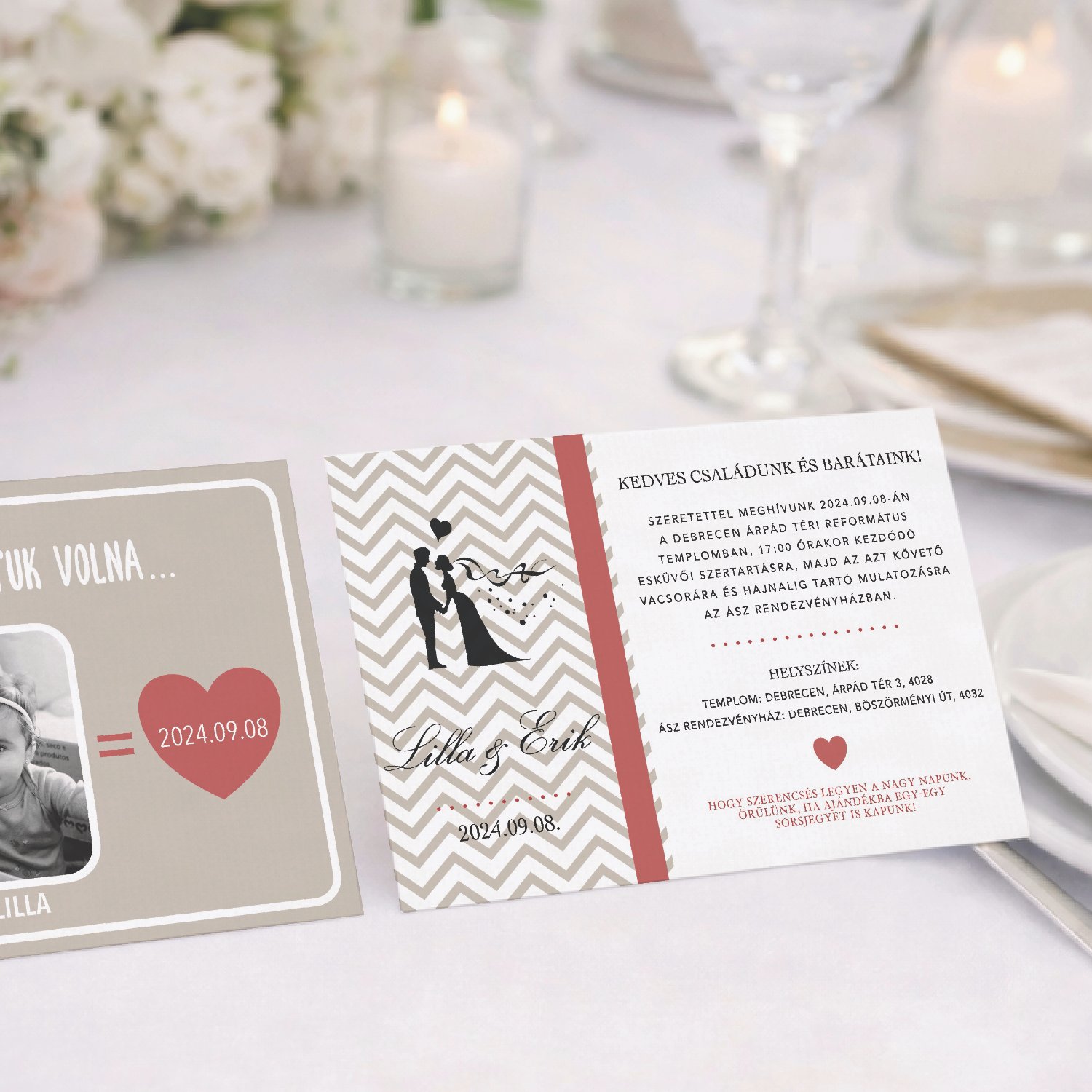 Esküvői meghívó pár gyerekkori képeivel - Image 4