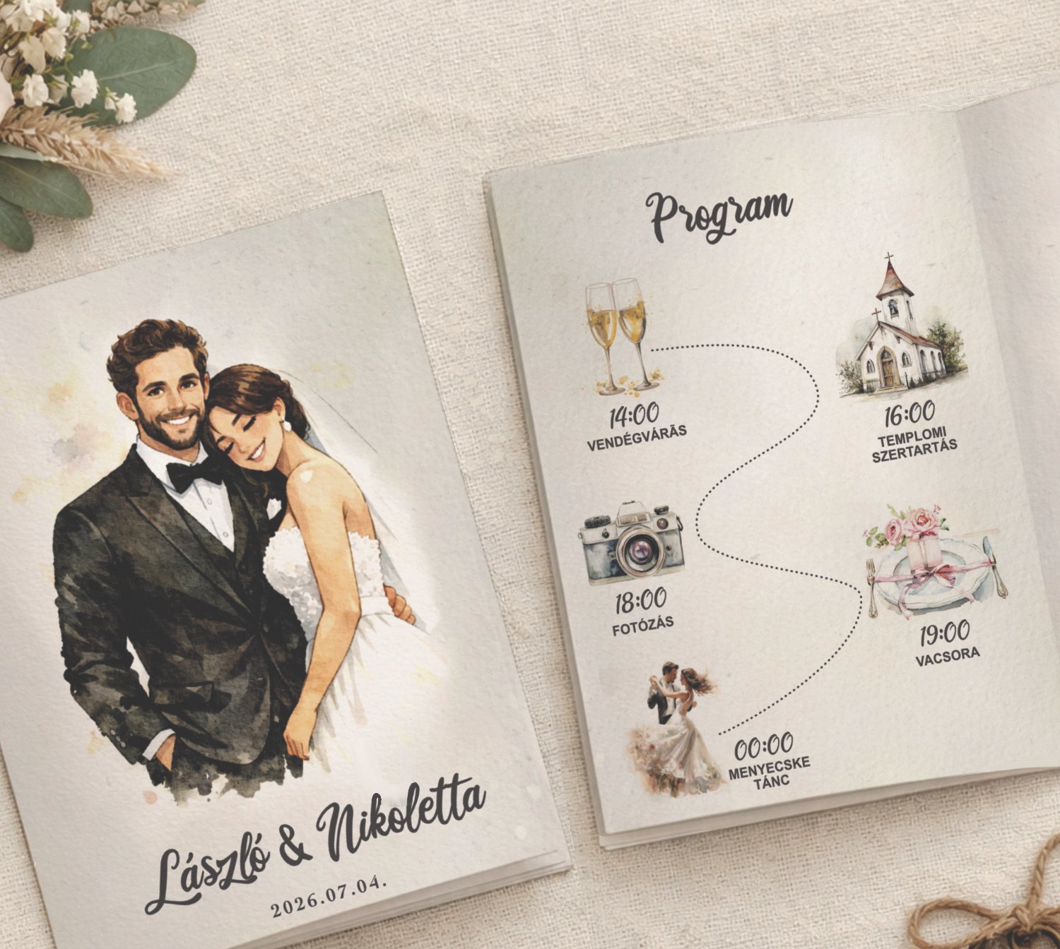 Egyedi, személyre szabható esküvői meghívó – saját fotóból készült rajzzal - Image 4