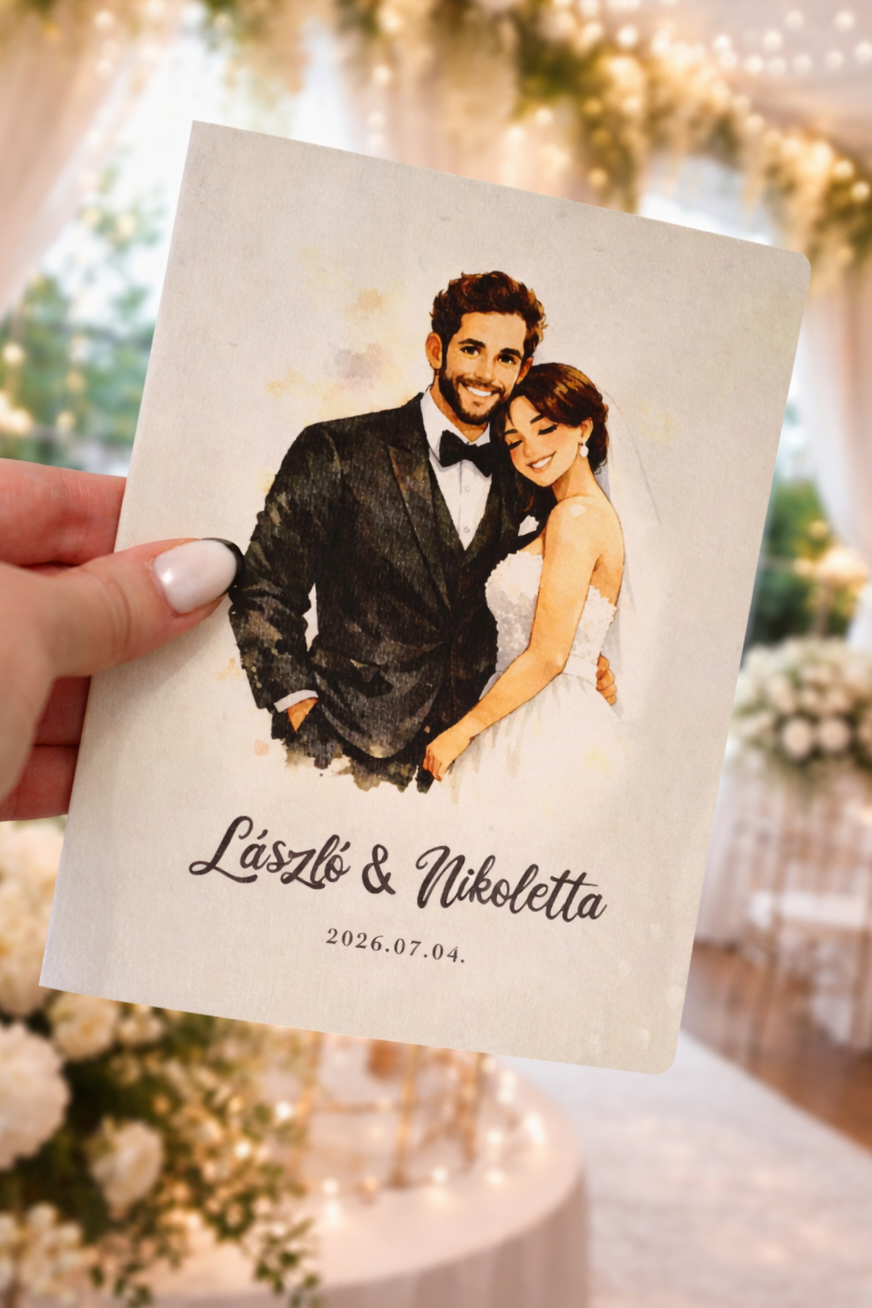 Egyedi, személyre szabható esküvői meghívó – saját fotóból készült rajzzal - Image 6