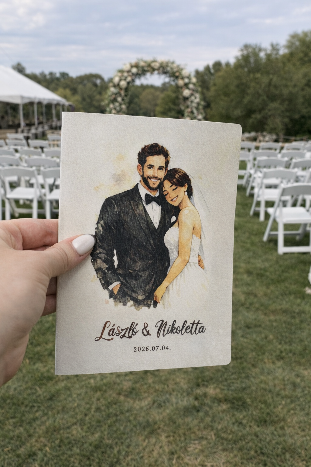 Egyedi, személyre szabható esküvői meghívó – saját fotóból készült rajzzal - Image 3